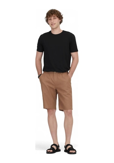 Kip Kahverengi Dokuma Jogging Fit Casual Pamuk Karışımlı Bermuda Kahverengi
