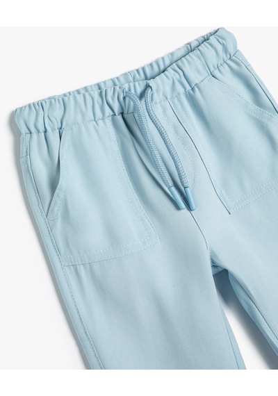 Koton Basic Jogger Pantolon Viskon Kumaş Mavi 4smb40005tw Mavi