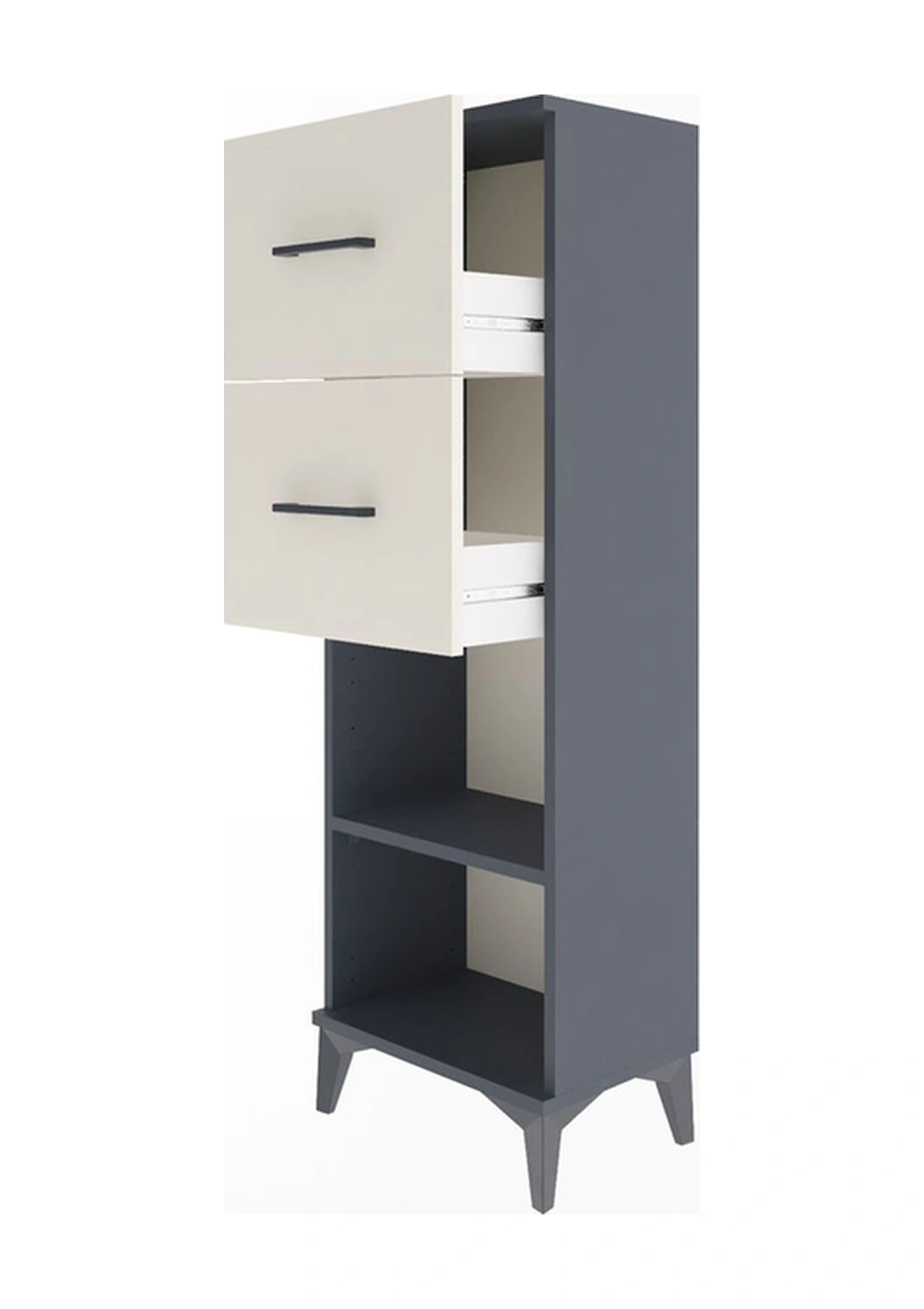 Arges Dolap Tek Raflı 2 Çekmeceli 44x30x134 Antrasit-aytaşı Antrasit