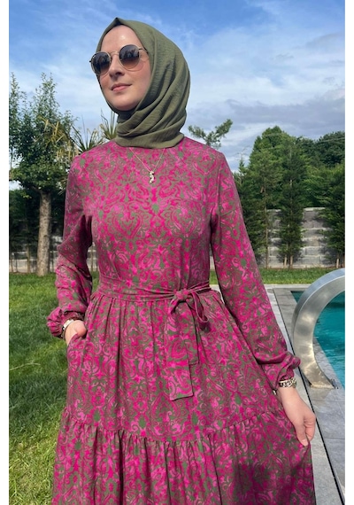 Rabia Şamlı Betül Gül Kurusu Elbise Gülkurusu