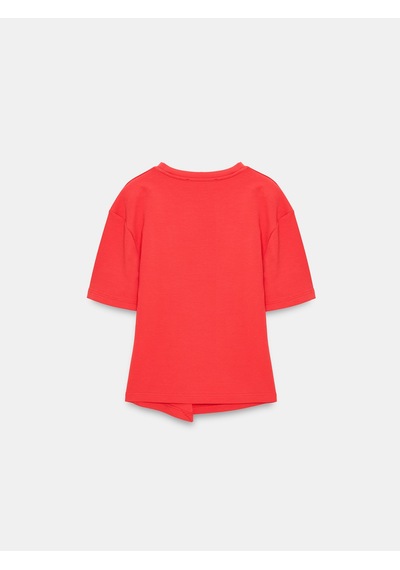 Dilvin 32445 Aksesuar Detaylı Basic T-shirt-kırmızı