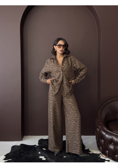 Verymoda Jakarlı Dokuma Gömlek F2019 Kahve