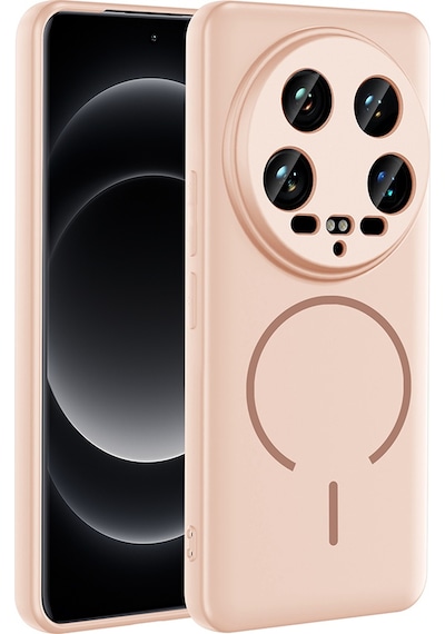 Xiaomi 14 Ultra Kılıf Kamera Çıkıntılı Magsafe Şarj Özellikli Lüx Meta Kapak Rose Pembe