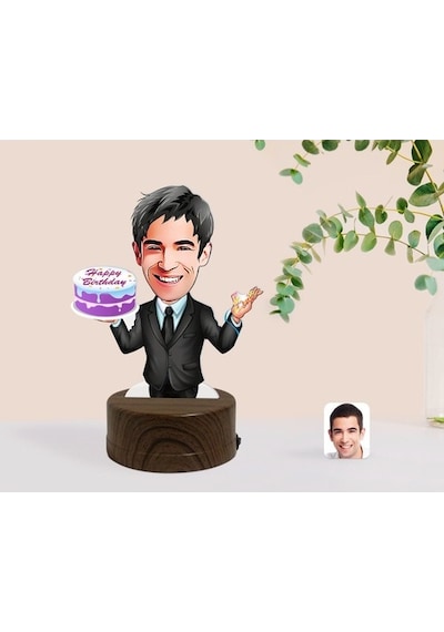 Kişiye Özel Erkek Doğum Günü Karikatürlü Dekoratif 3D Biblo Led I (481496794)