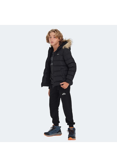 Slazenger CALISTO Çocuk Kapüşonlu Şişme Siyah Mont & Kaban