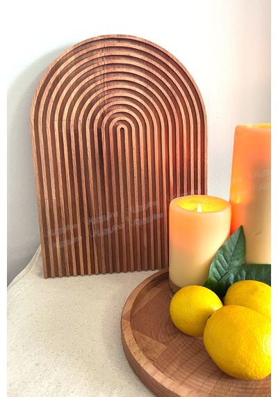 Gökkuşağı Desenli Dalgalı Ahşap Sunum Tabağı Büyük Boy 33x24 Cm Doğal Kayın Ağacı - Kl-ag52t52a Ahşap