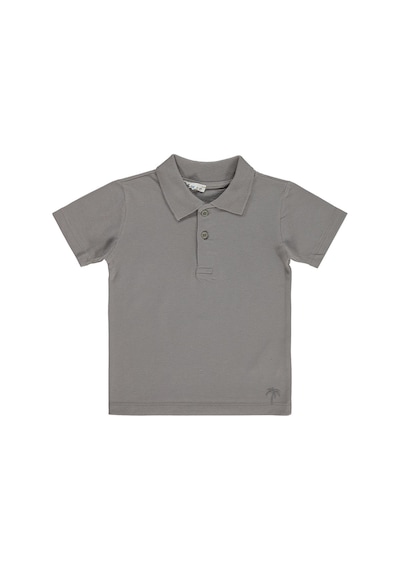 Civil Boys Erkek Çocuk Palmiye Nakışlı Polo Yaka 2-5 Yaş Tişört - Gri Açık Gri
