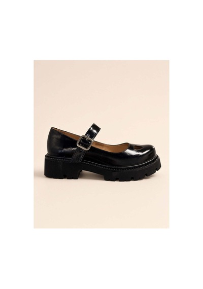 37brandshoes Siyah Rugan Platform Mary Jane Siyah Siyah