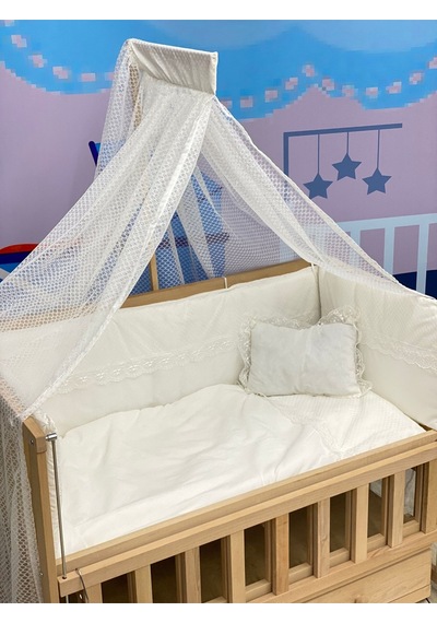Ahşap Anne Yanı Asansörlü Çekmeceli Sallanır Beşik Tam Set Uyku Seti Koyu Gri
