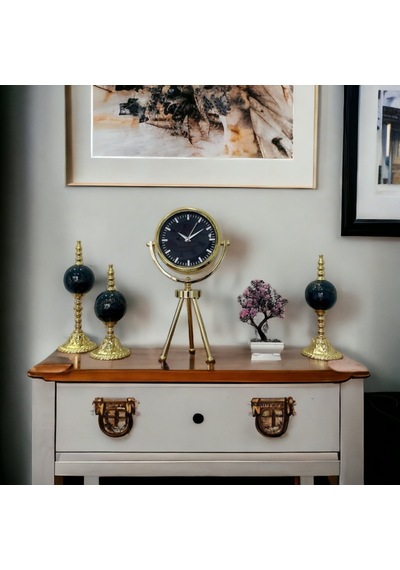 Gold Metal Ofis Salon Otel Ayaklı Masa Saati 45 Cm M24