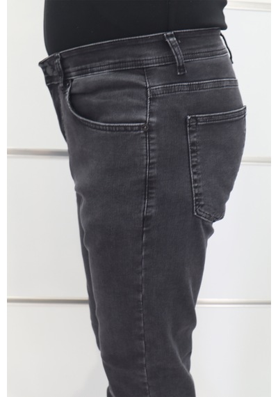 Denim Cartel Dmctekstil Erkek Çizgili Yüksek Bel Rahat Kesim Boru Paça Jean Pantolon Füme