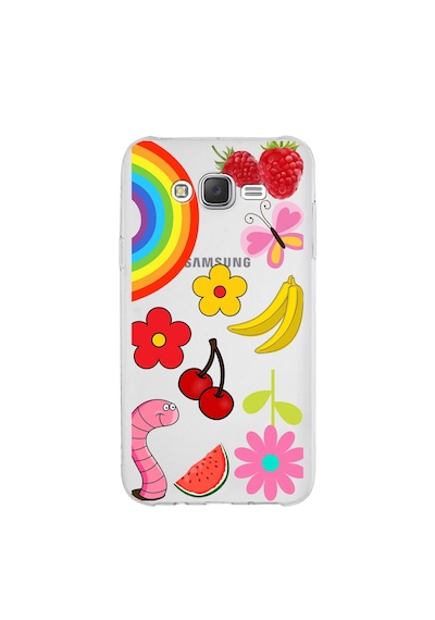 Samsung Galaxy J7 Core İle Uyumlu 1mm Slim Fit Water Color 5 Baskılı Şeffaf Kılıf Şeffaf