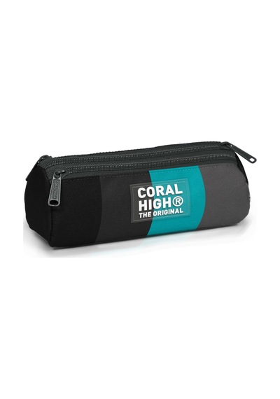 Coral High Kids Renkli Çizgili Üç Bölmeli Kalem Çantası 11196 Antrasit
