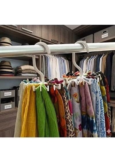 20 Kancalı Kemer Kravat Askısı 2'li Set Dolap İçi Düzenleyici Askı Diğer