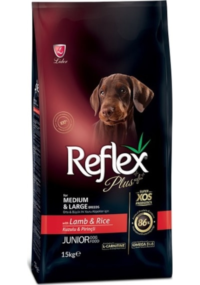 Reflex Plus Kuzu Etli ve Pirinçli Orta ve Büyük Irk Yavru Köpek Maması 15 KG