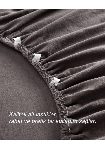%100 Pamuklu Penye Kumaş Tek/çift Kişilik Lastikli Çarşaf Antrasit