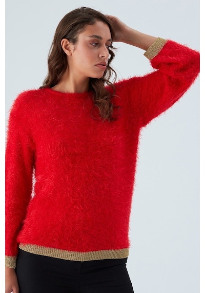 Peraluna De Vılle Pullover Kol Ve Etek Ucu Simli Kadın Triko Kazak Kırmızı-kırmızı Kırmızı Peraluna De Vılle Pullover Kol Ve Etek Ucu Simli Kadın Triko Kazak Kırmızı-kırmızı Kırmızı