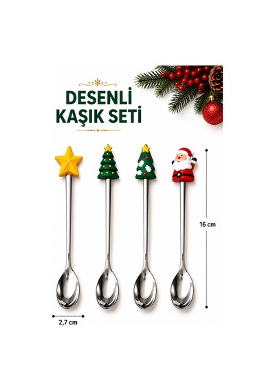 Figürlü Premium Çocuk Cadı Figürlü Paslanmaz Çelik Uçlu Çatal-kaşık Set, 4 Parça 24+ Ay