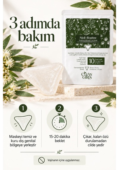 İntim Bakım Maskesi 10'lu Genital Bölge Parfümsüz Alkolsüz Parabensiz Nioli Suyu Centella Ph 4,5