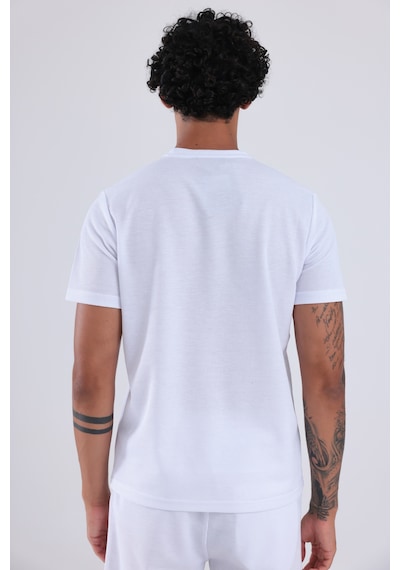 Rowinger Waffle Dokulu Nakış Logo Detaylı Oversize Erkek T-shirt Beyaz
