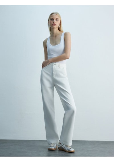 LTB Basic Gabardin Regular Beyaz Pantolon Beyaz