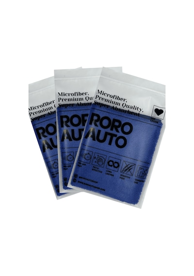 Roro Auto Fuji 3'lü Mikrofiber Araç Kurulama Ve Oto Temizlik Bezi 40x40 440 Gsm Mavi