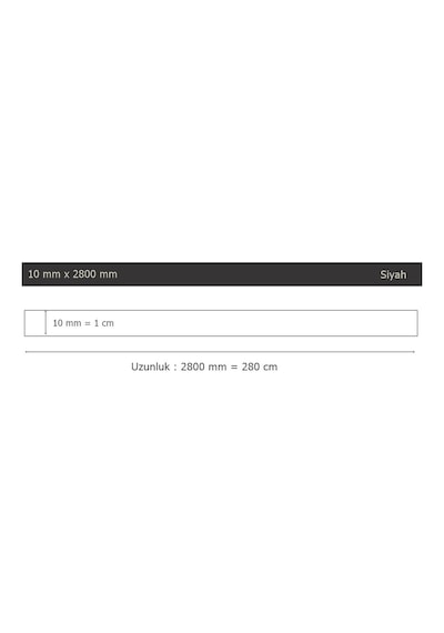10 mm x 2800 mm Siyah Sibu Aynalı Pleksi Şerit Mobilya Süsü