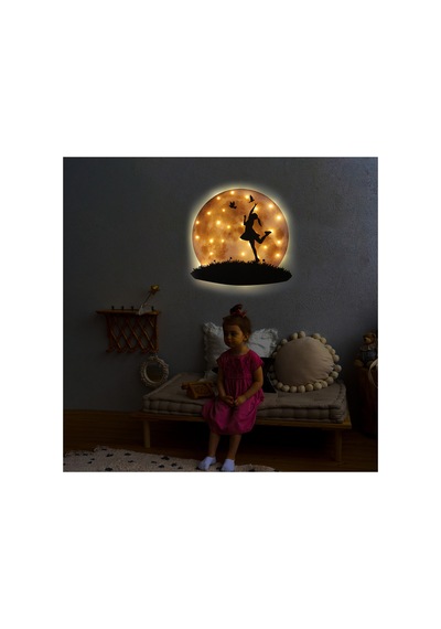 Kişiselleştirilebilir Led Işıklı Epoksi Cam Katmanlı Tablo Kaylee Dolunay Sarı - 738127534 Sarı