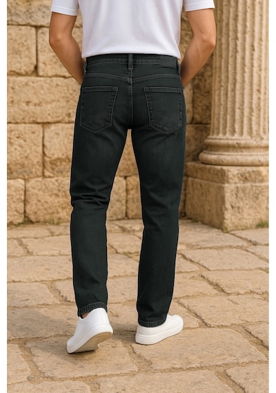 Cedy Denim Xcedy Premium Yüksek Kalite Erkek Klasik 5 Cep Yüksek Bel Regularfit Esnek Boru Paça Pantolon Koyu Yeşil