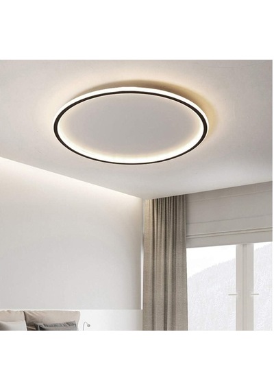 Siyah Ø80 cm Çember Avize 3000K Sarı Işık Led Tavan Lambası