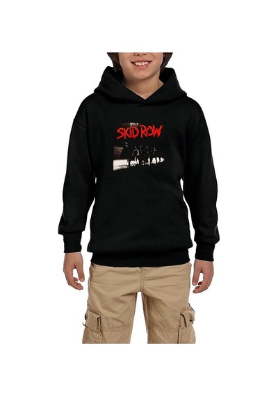 Zepplin Giyim Skid Row Albüm Siyah Çocuk Kapşonlu Sweatshirt Siyah