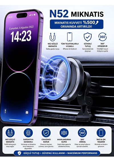 Fhd-14 360 Wireless Kablosuz 15w Şarj Mıknatıslı Havalandırma İç