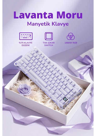 Gravastar Mercury V75 He Hall Effect Manyetik Switch Gaming Klavye, Hot-swappable, Rapid Trigger, 80
