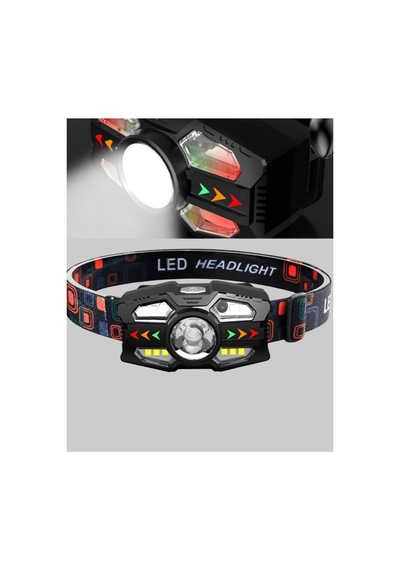 Şarj Edilebilir Led Far Hareket Sensörlü 5 Modlu Outdoor Yeni Nesil Siyah