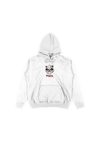 Startmore Panda Fire Oversize Unisex Kapüşonlu Sweatshirt Hoodie Beyaz Beyaz