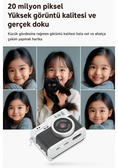 Mini Kamera 1080p Küçük Dijital Kamera, 0.96 İnç Ekranlı Mini Retro Vintage Kamera Black