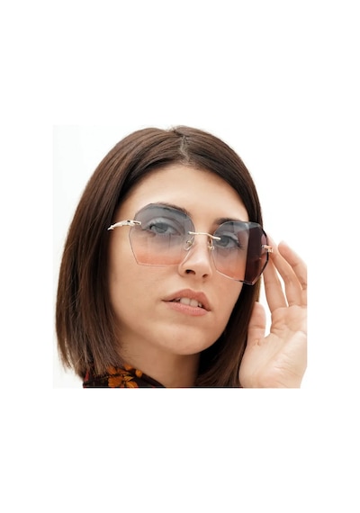 Nina Mavi Pembe Kristal Kadın Güneş Gözlüğü Çerçevesiz