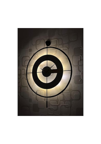 Pey Aksesuar Metal Camlı Duvar Saati 60x80 Cm Büyük Boy Işıklı Gerçek Cam M63-siyah-şeffaf-beyaz-gold M63-siyah-şeffaf-beyaz-gold
