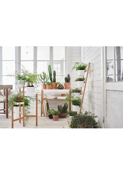 3 Katlı Çiçeklik Bambu-beyaz Renk 78 Cm Meridyendukkan İç Mekan- Balkon Dekorasyonu