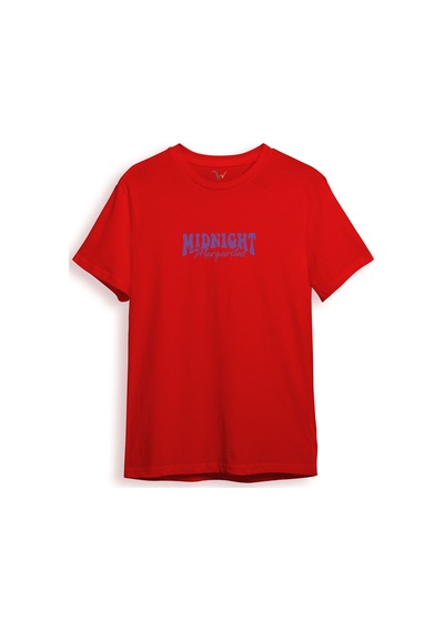 Midnight Margaritas Ön Ve Arka Baskılı %100 Pamuk Unisex Regular Fit T-shirt Kırmızı