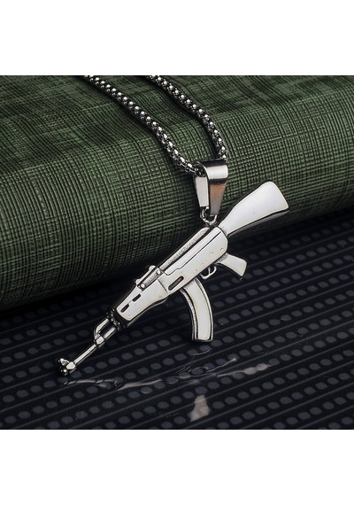 Ak-47 Erkek Kolye Çelik Takı Aksesuar K24 T5 Çelik