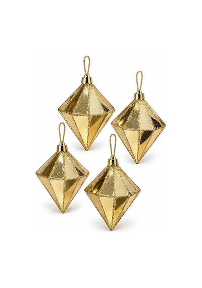 Yılbaşı Ağacı Süsü Gold Elmas 12 Cm 4lü Diğer