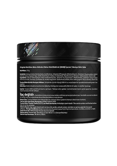 Kingsize Nutrition Hmb + Vitamin D3 175 Gr - Aromasız