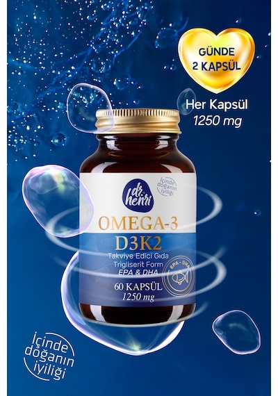 Dr. Henri Omega3 D3K2 EPA & DHA Takviye Edici Gıda 60 Kapsül