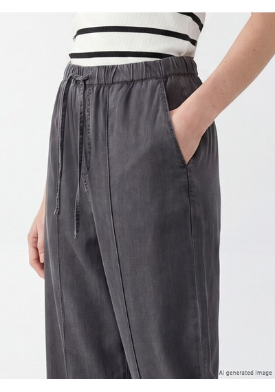 Lcw Comfort Gri Beli Lastikli Wideleg Kadın Jean Pantolon
