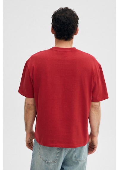 Grimelange Grımelange Dunno Erkek %100 Organik Pamuk Yuvarlak Yakalı Regular Fit Kırmızı T-shirt KIrmızı