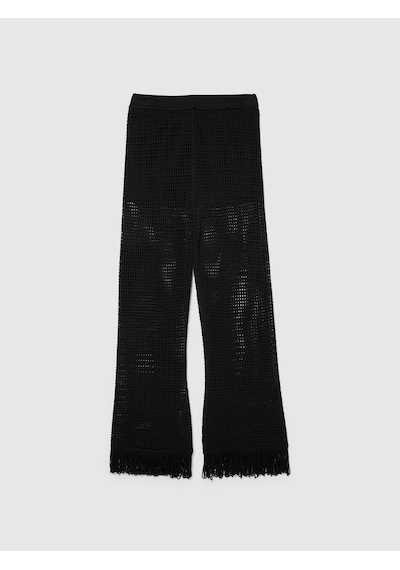 Sisley Viskoz Karışımlı Örgü Motifli Saçak Paça Coulotte Pantolon Kadın Siyah Pantolon - 324p196pmf008 Sisley Viskoz Karışımlı Örgü Motifli Saçak Paça Coulotte Pantolon Kadın Siyah Pantolon - 324p196pmf008