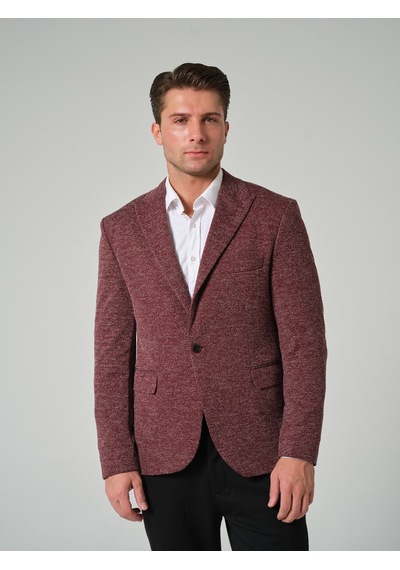 Bonesti Erkek Slim Fit Blazer Ceket Bordo Beyaz Bordo - Beyaz