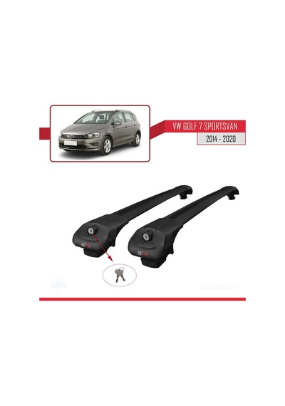 Volkswagen Golf 7 Sportsvan 2014-2020 Arası İle Uyumlu Ace-1 Ara Atkı Tavan Barı Siyah