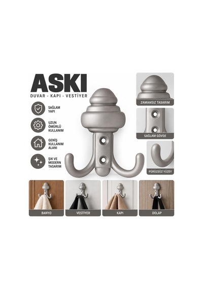 Banyo,dolap Askısı Saten Gri - 922665865 Gri